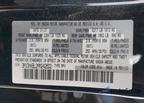 2021 Mazda Cx-30 Select from USA, damaged, VIN 3MVDMABL2MM242602